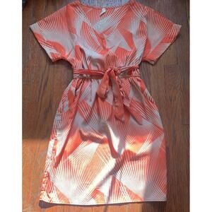 Palm Print Women’s Tunic MIDI Dress NWOT Coral Beige Small
